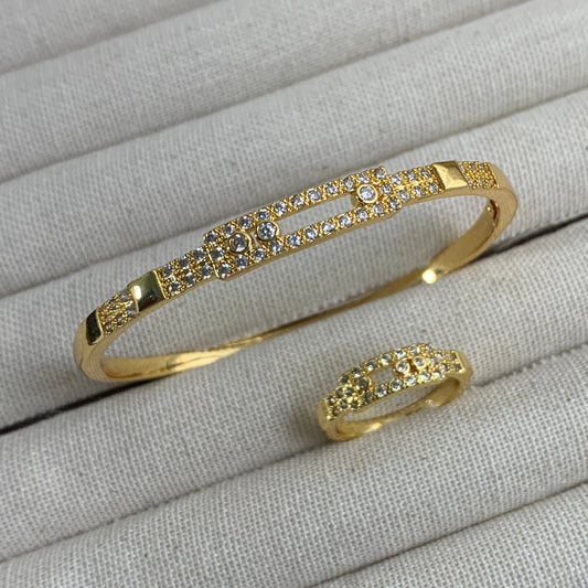 Paper Clip golden bangle and ring set